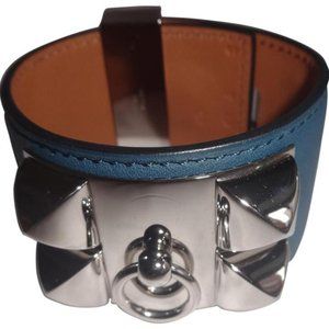 Hermès Blue Collier De Chien Leather Bracelet